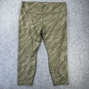 Fabletics PowerHold Leggings Womens 2XL Green Marble Print High Rise Capri